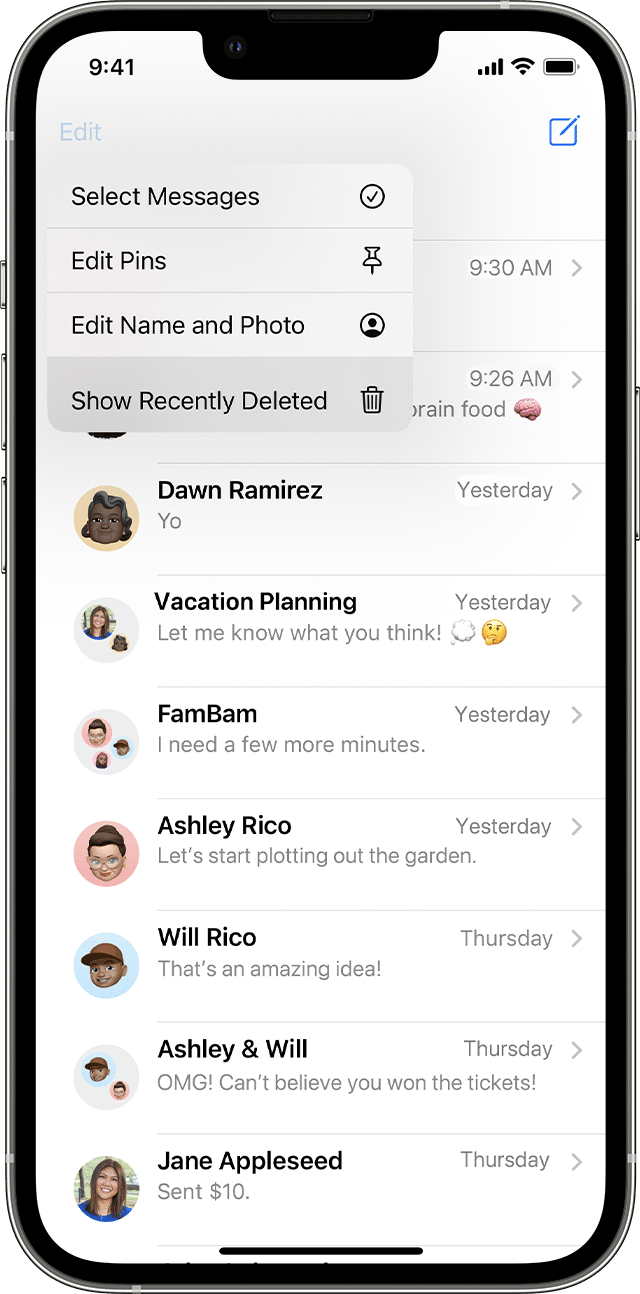 show recently deleted messages not showing on iPhone