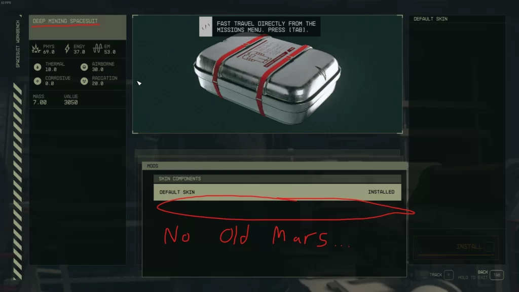 old mars skin pack not showing up