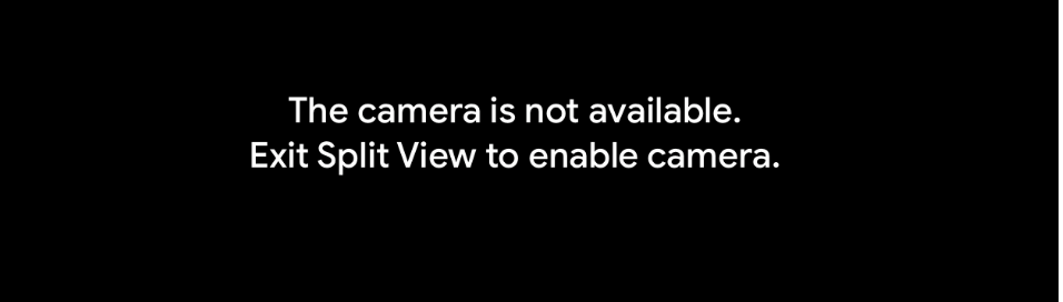 how to fix Camera is not available. To enable the camera, exit Split View mode
