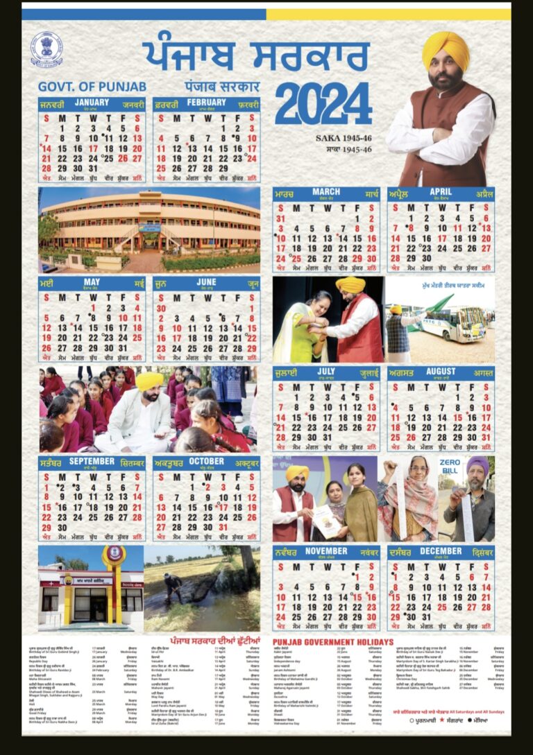 Download Punjab Government Calendar 2025 in PDF (High Quality)